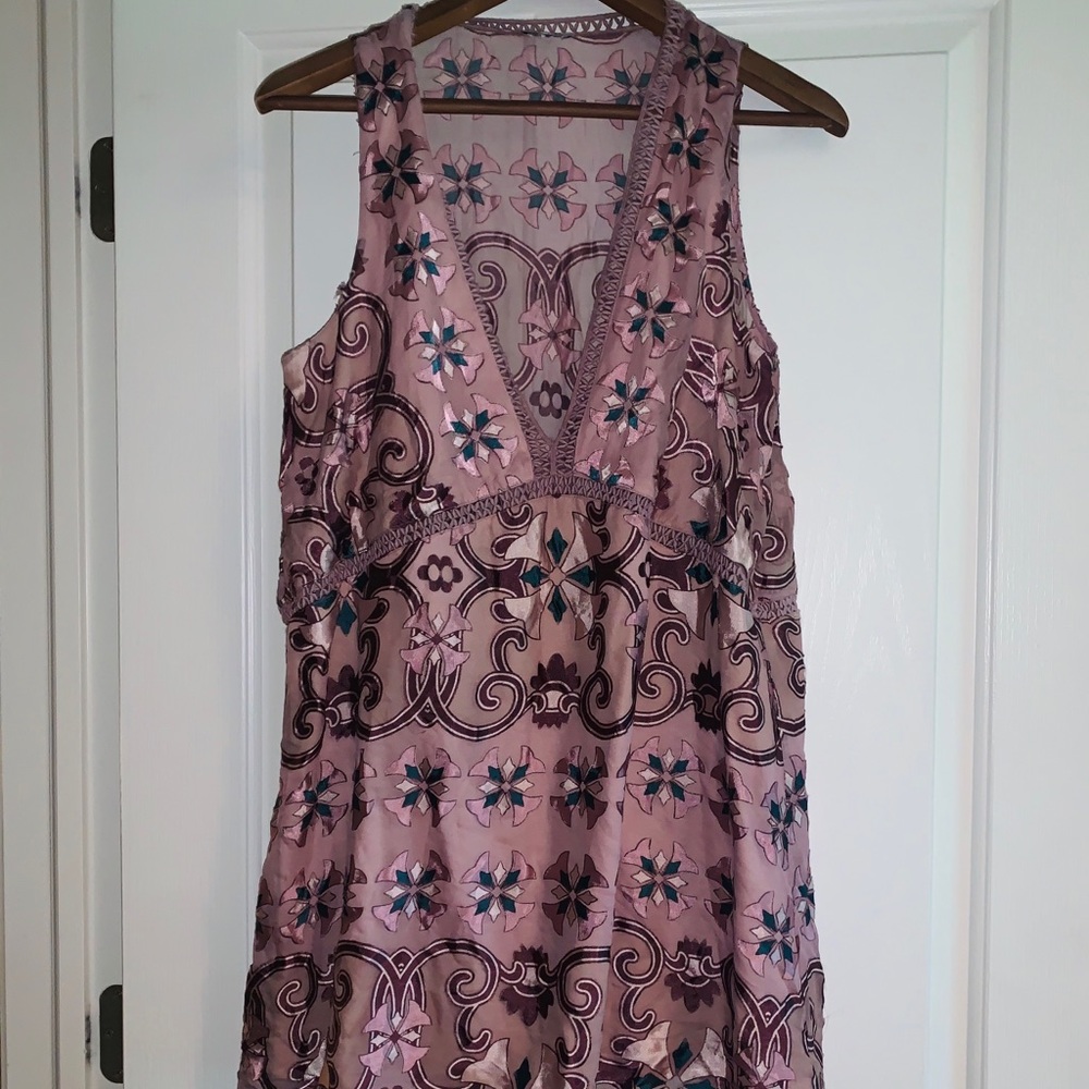 Multicolored low front shift dress